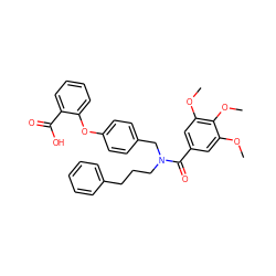 COc1cc(C(=O)N(CCCc2ccccc2)Cc2ccc(Oc3ccccc3C(=O)O)cc2)cc(OC)c1OC ZINC000114437018