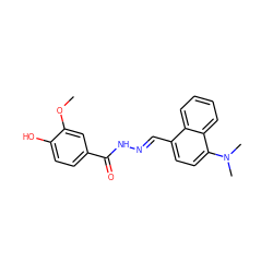 COc1cc(C(=O)N/N=C/c2ccc(N(C)C)c3ccccc23)ccc1O ZINC000013864059