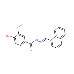 COc1cc(C(=O)N/N=C/c2cccc3ccccc23)ccc1O ZINC000001573528