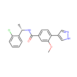 COc1cc(C(=O)N[C@@H](C)c2ccccc2Cl)ccc1-c1cn[nH]c1 ZINC000221704329