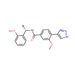 COc1cc(C(=O)N[C@@H](C)c2ccccc2OC)ccc1-c1cn[nH]c1 ZINC001772612404