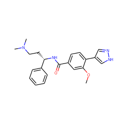 COc1cc(C(=O)N[C@@H](CCN(C)C)c2ccccc2)ccc1-c1cn[nH]c1 ZINC001772613818