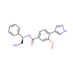 COc1cc(C(=O)N[C@@H](CN)c2ccccc2)ccc1-c1cn[nH]c1 ZINC000221708043