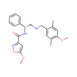 COc1cc(C(=O)N[C@@H](CNCc2cc(C)c(OC)cc2C)c2ccccc2)no1 ZINC000653844008