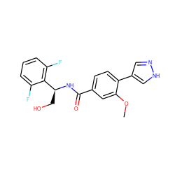 COc1cc(C(=O)N[C@@H](CO)c2c(F)cccc2F)ccc1-c1cn[nH]c1 ZINC001772640117