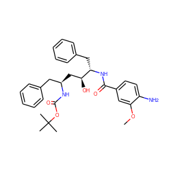 COc1cc(C(=O)N[C@@H](Cc2ccccc2)[C@@H](O)C[C@H](Cc2ccccc2)NC(=O)OC(C)(C)C)ccc1N ZINC000026646754