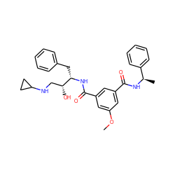 COc1cc(C(=O)N[C@@H](Cc2ccccc2)[C@H](O)CNC2CC2)cc(C(=O)N[C@H](C)c2ccccc2)c1 ZINC000040936555