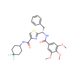 COc1cc(C(=O)N[C@@H](Cc2ccccc2)c2nc(C(=O)NC3CCC(F)(F)CC3)cs2)cc(OC)c1OC ZINC001772612303