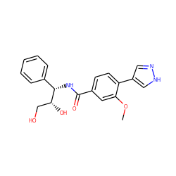 COc1cc(C(=O)N[C@@H](c2ccccc2)[C@H](O)CO)ccc1-c1cn[nH]c1 ZINC001772612780