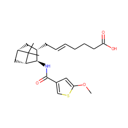 COc1cc(C(=O)N[C@@H]2[C@@H](C/C=C/CCCC(=O)O)C[C@H]3C[C@@H]2C3(C)C)cs1 ZINC000026496213