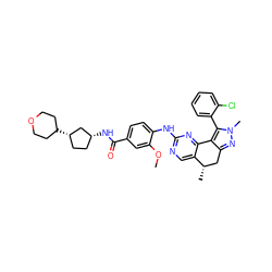 COc1cc(C(=O)N[C@@H]2CC[C@H](C3CCOCC3)C2)ccc1Nc1ncc2c(n1)-c1c(nn(C)c1-c1ccccc1Cl)C[C@@H]2C ZINC000143089641