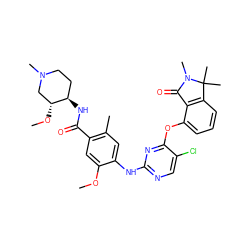 COc1cc(C(=O)N[C@@H]2CCN(C)C[C@H]2OC)c(C)cc1Nc1ncc(Cl)c(Oc2cccc3c2C(=O)N(C)C3(C)C)n1 ZINC000138504368