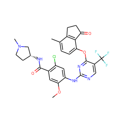 COc1cc(C(=O)N[C@@H]2CCN(C)C2)c(Cl)cc1Nc1ncc(C(F)(F)F)c(Oc2ccc(C)c3c2C(=O)CC3)n1 ZINC000145961496