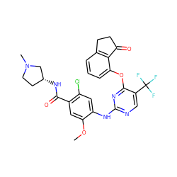 COc1cc(C(=O)N[C@@H]2CCN(C)C2)c(Cl)cc1Nc1ncc(C(F)(F)F)c(Oc2cccc3c2C(=O)CC3)n1 ZINC000145961047