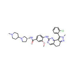 COc1cc(C(=O)N[C@@H]2CCN(C3CCN(C)CC3)C2)ccc1Nc1ncc2c(n1)-c1c(nn(C)c1-c1ccccc1Cl)CC2 ZINC000169702384