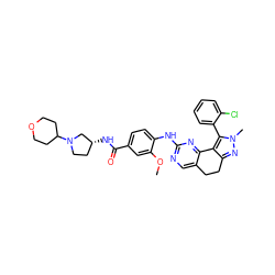 COc1cc(C(=O)N[C@@H]2CCN(C3CCOCC3)C2)ccc1Nc1ncc2c(n1)-c1c(nn(C)c1-c1ccccc1Cl)CC2 ZINC000143094298