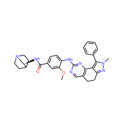 COc1cc(C(=O)N[C@@H]2CN3CCC2CC3)ccc1Nc1ncc2c(n1)-c1c(nn(C)c1-c1ccccc1)CC2 ZINC000143097522