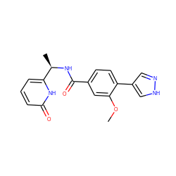 COc1cc(C(=O)N[C@H](C)c2cccc(=O)[nH]2)ccc1-c1cn[nH]c1 ZINC001772640224