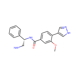 COc1cc(C(=O)N[C@H](CN)c2ccccc2)ccc1-c1cn[nH]c1 ZINC000221708070