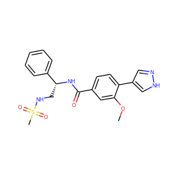 COc1cc(C(=O)N[C@H](CNS(C)(=O)=O)c2ccccc2)ccc1-c1cn[nH]c1 ZINC001772636885