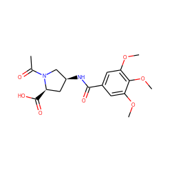 COc1cc(C(=O)N[C@H]2C[C@@H](C(=O)O)N(C(C)=O)C2)cc(OC)c1OC ZINC000040898037