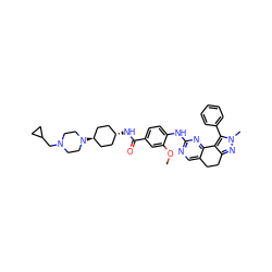 COc1cc(C(=O)N[C@H]2CC[C@H](N3CCN(CC4CC4)CC3)CC2)ccc1Nc1ncc2c(n1)-c1c(nn(C)c1-c1ccccc1)CC2 ZINC000261101657