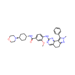 COc1cc(C(=O)N[C@H]2CC[C@H](N3CCOCC3)CC2)ccc1Nc1ncc2c(n1)-c1c(nn(C)c1-c1ccccc1)CC2 ZINC000261096493