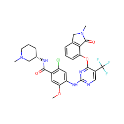 COc1cc(C(=O)N[C@H]2CCCN(C)C2)c(Cl)cc1Nc1ncc(C(F)(F)F)c(Oc2cccc3c2C(=O)N(C)C3)n1 ZINC000146031184