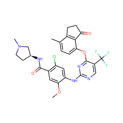 COc1cc(C(=O)N[C@H]2CCN(C)C2)c(Cl)cc1Nc1ncc(C(F)(F)F)c(Oc2ccc(C)c3c2C(=O)CC3)n1 ZINC000145962322