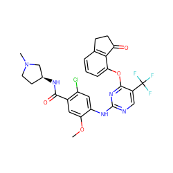 COc1cc(C(=O)N[C@H]2CCN(C)C2)c(Cl)cc1Nc1ncc(C(F)(F)F)c(Oc2cccc3c2C(=O)CC3)n1 ZINC000145960862