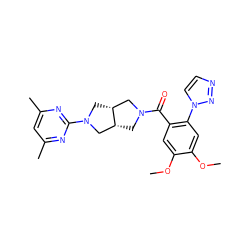 COc1cc(C(=O)N2C[C@@H]3CN(c4nc(C)cc(C)n4)C[C@@H]3C2)c(-n2ccnn2)cc1OC ZINC000116826821