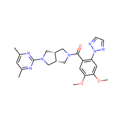 COc1cc(C(=O)N2C[C@@H]3CN(c4nc(C)cc(C)n4)C[C@@H]3C2)c(-n2nccn2)cc1OC ZINC000116824814