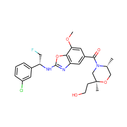 COc1cc(C(=O)N2C[C@](C)(CCO)OC[C@H]2C)cc2nc(N[C@@H](CF)c3cccc(Cl)c3)oc12 ZINC001772599943