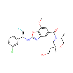 COc1cc(C(=O)N2C[C@](C)(CCO)OC[C@H]2C)cc2nc(N[C@H](CF)c3cccc(Cl)c3)oc12 ZINC001772617500