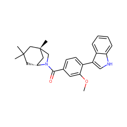 COc1cc(C(=O)N2C[C@]3(C)C[C@H]2CC(C)(C)C3)ccc1-c1c[nH]c2ccccc12 ZINC000049110062