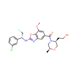 COc1cc(C(=O)N2C[C@H](C)OC[C@@H]2CCO)cc2nc(N[C@@H](CF)c3cccc(Cl)c3)oc12 ZINC001772585261