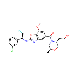 COc1cc(C(=O)N2C[C@H](C)OC[C@@H]2CCO)cc2nc(N[C@H](CF)c3cccc(Cl)c3)oc12 ZINC000220163388