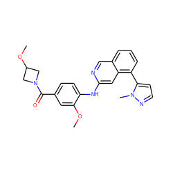 COc1cc(C(=O)N2CC(OC)C2)ccc1Nc1cc2c(-c3ccnn3C)cccc2cn1 ZINC000207622305