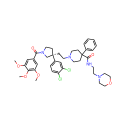 COc1cc(C(=O)N2CC[C@@](CCN3CCC(C(=O)NCCN4CCOCC4)(c4ccccc4)CC3)(c3ccc(Cl)c(Cl)c3)C2)cc(OC)c1OC ZINC000095614772