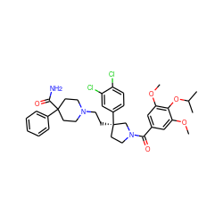 COc1cc(C(=O)N2CC[C@@](CCN3CCC(C(N)=O)(c4ccccc4)CC3)(c3ccc(Cl)c(Cl)c3)C2)cc(OC)c1OC(C)C ZINC000028013601