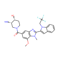 COc1cc(C(=O)N2CC[C@@H](O)[C@@H](N)C2)cc2nc(-c3cc4ccccc4n3CC(F)(F)F)n(C)c12 ZINC001772574388