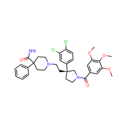 COc1cc(C(=O)N2CC[C@](CCN3CCC(C(N)=O)(c4ccccc4)CC3)(c3ccc(Cl)c(Cl)c3)C2)cc(OC)c1OC ZINC000003946365