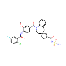 COc1cc(C(=O)N2CC[C@]3(C=C(C(=O)NS(N)(=O)=O)CC3)Cc3ccccc32)ccc1NC(=O)c1cc(F)ccc1Cl ZINC000028962497