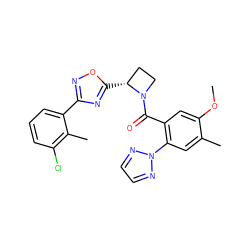 COc1cc(C(=O)N2CC[C@H]2c2nc(-c3cccc(Cl)c3C)no2)c(-n2nccn2)cc1C ZINC000218019223