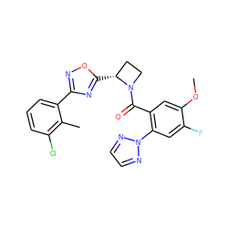 COc1cc(C(=O)N2CC[C@H]2c2nc(-c3cccc(Cl)c3C)no2)c(-n2nccn2)cc1F ZINC000218061941