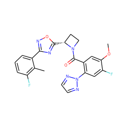 COc1cc(C(=O)N2CC[C@H]2c2nc(-c3cccc(F)c3C)no2)c(-n2nccn2)cc1F ZINC000218056152