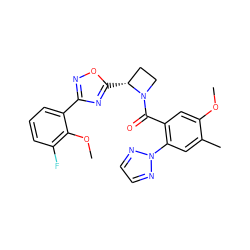 COc1cc(C(=O)N2CC[C@H]2c2nc(-c3cccc(F)c3OC)no2)c(-n2nccn2)cc1C ZINC000218145084