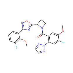 COc1cc(C(=O)N2CC[C@H]2c2nc(-c3cccc(F)c3OC)no2)c(-n2nccn2)cc1F ZINC000218019123