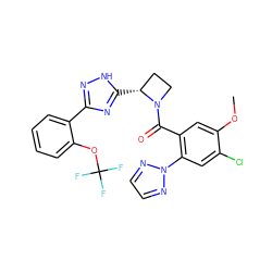 COc1cc(C(=O)N2CC[C@H]2c2nc(-c3ccccc3OC(F)(F)F)n[nH]2)c(-n2nccn2)cc1Cl ZINC000218066133