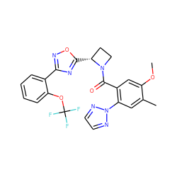 COc1cc(C(=O)N2CC[C@H]2c2nc(-c3ccccc3OC(F)(F)F)no2)c(-n2nccn2)cc1C ZINC000218019020